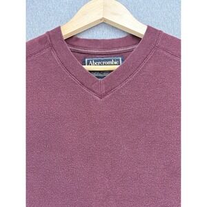 Abercrombie & Fitch Long Sleeve Shirt Mens XL VTG 90's Burgundy V Neck Casual